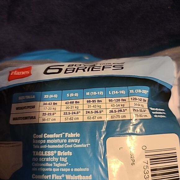 6 Pair of Hanes Tagless Briefs - Picture 4 of 4